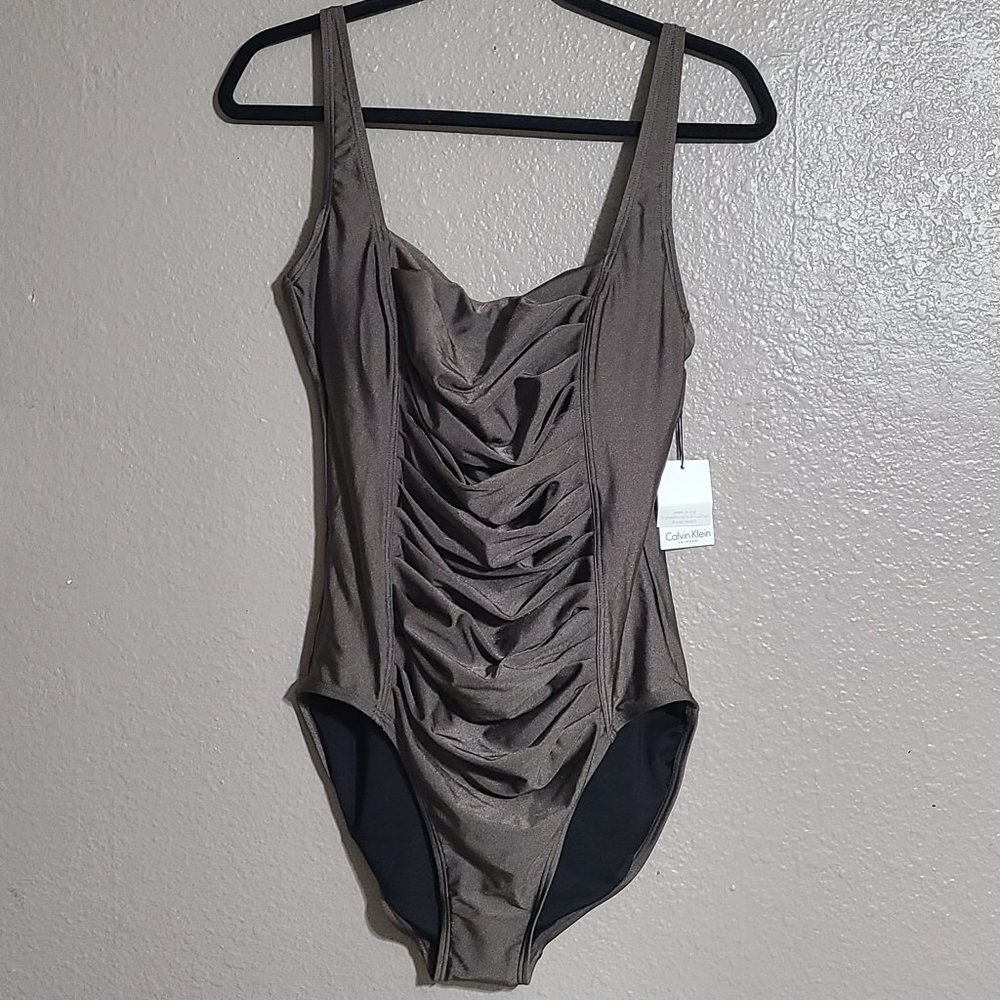 Calvin Klein Pleated One-Piece Swimsuit